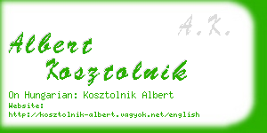 albert kosztolnik business card